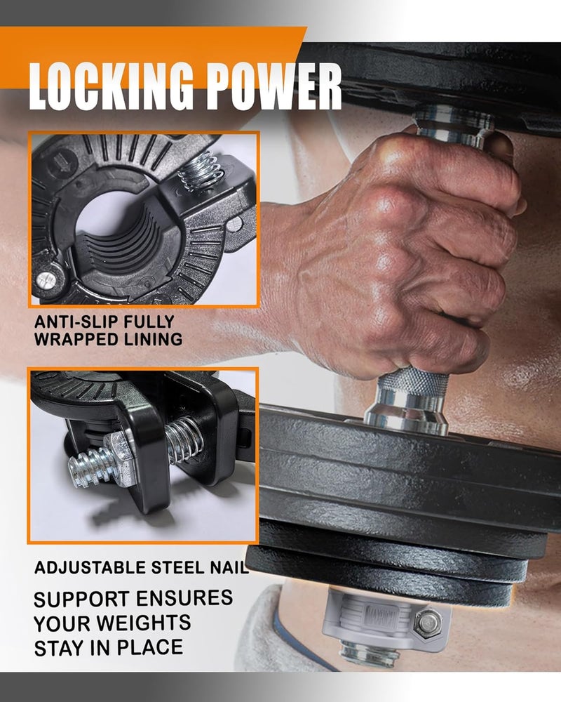 MAXRICH T Barbell Clamp 1 inch Multiple Sizes & Adjustable Weight Clips for Barbell Quick Release Barbell Clips|Barbell Collar Bar Locks for Weight Lifting (Gray) - Image 3